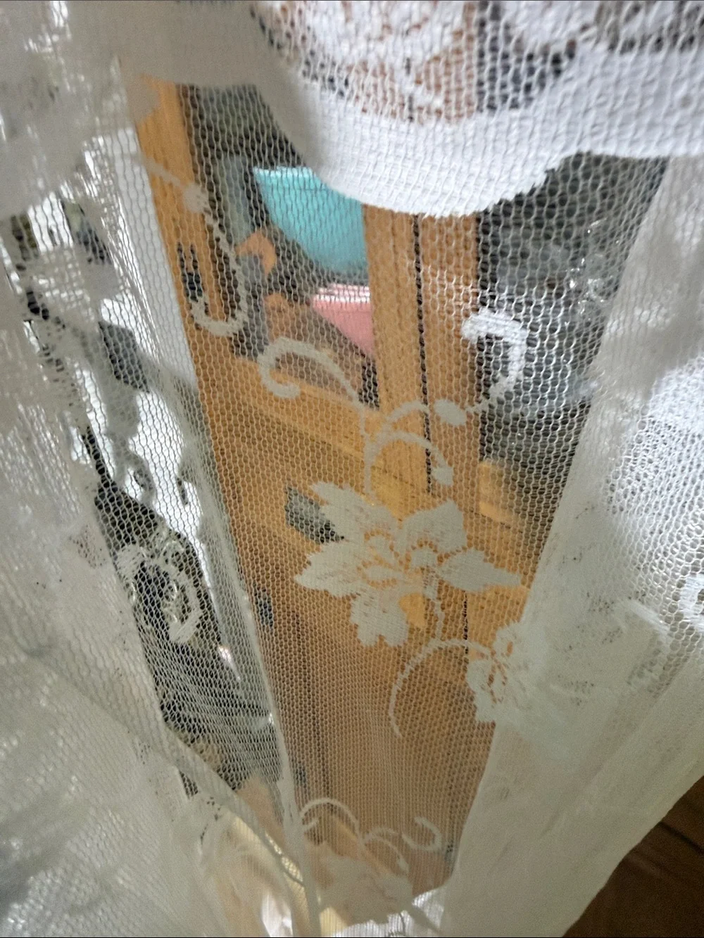 Vintage bright white lace floral ivy leaves shower curtain cottagecore